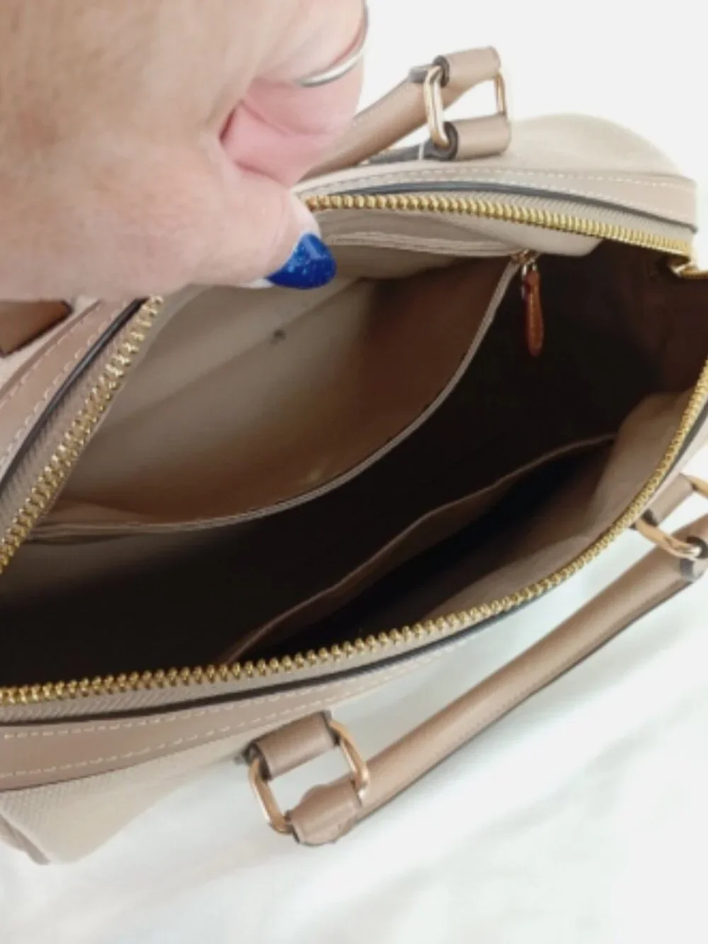 Coach Rowan Satchel Bag In Colorblock w/ Detachable Crossbody Strap Tan CAK58